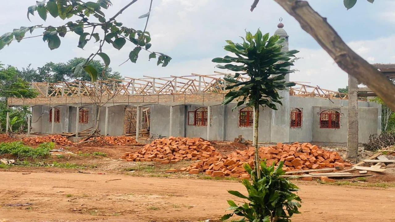 Construction work taking place at a mosque in Unyama.